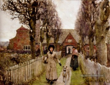  impressionniste - Gaywood Almshouses Kings Lynn 1881 paysans modernes Impressionniste Sir George Clausen